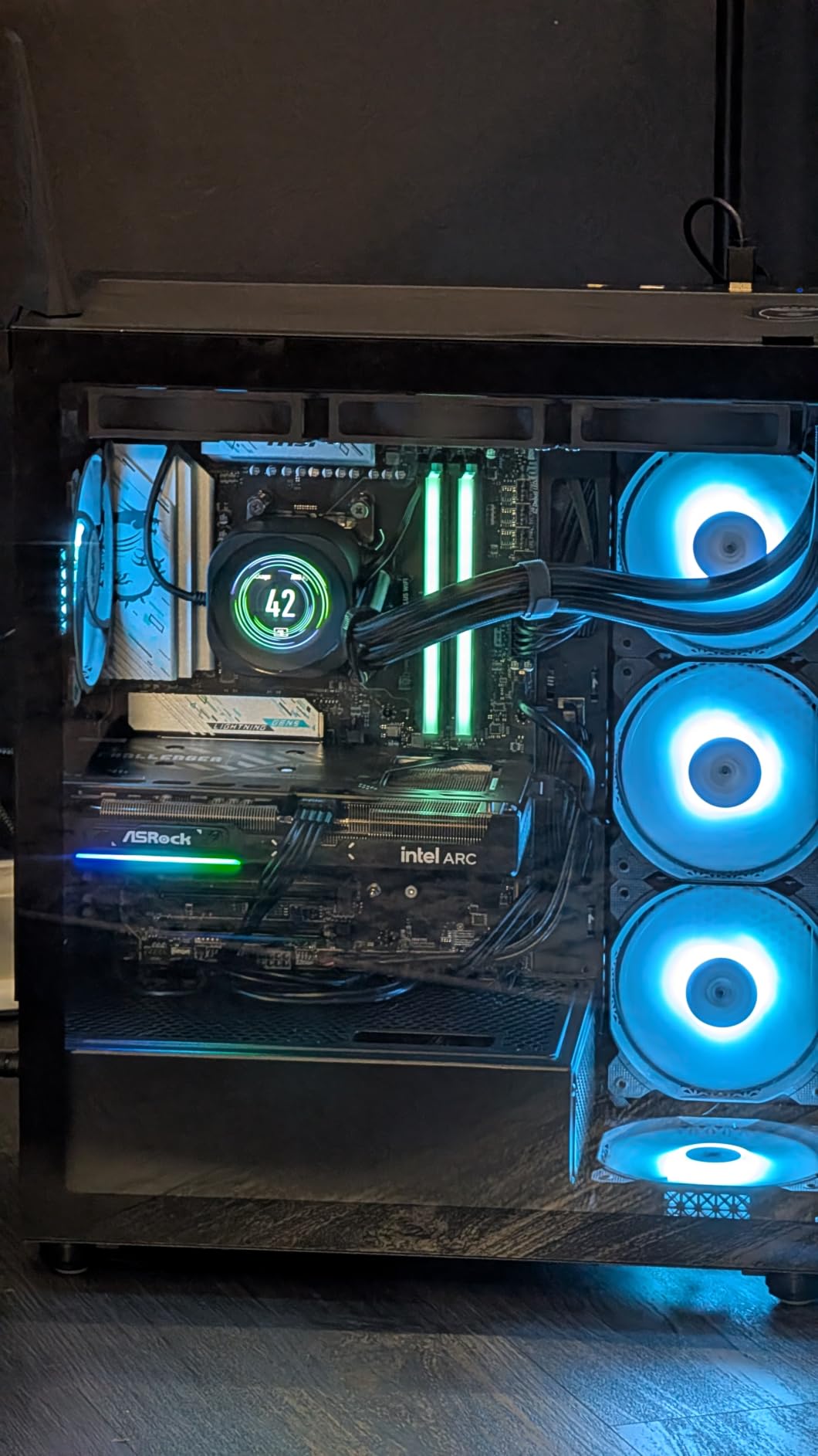 MUSETEX PC CASE ATX 6 PWM ARGB Fans Pre-Installed, Type-C Mid Tower Computer Case with Full-View Dual Tempered Glass, Gaming PC Case,Black(K2) customer photo 2
