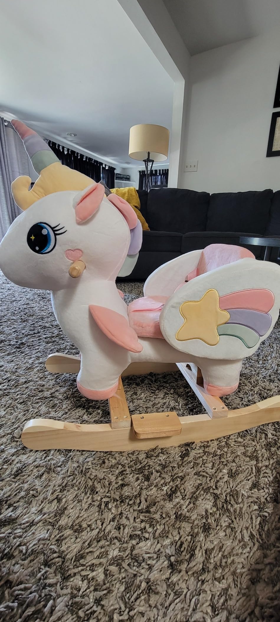 FUNLIO Unicorn Baby Rocking Horse, Pink Fairy Unicorn Rocking Horse for Toddlers 6 Months to 3 Years, Stuffed Ride-on Animal Rocker, Easy to Assemble, Nursery, CPC & CE Certified customer photo 1