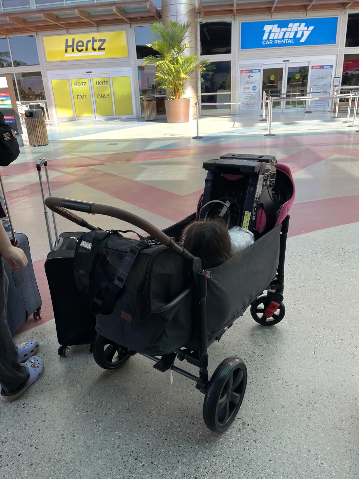 EVER ADVANCED Side-Unzip Wagon Stroller for 2 Kids, Push Pull Stroller with Adjustable Handle, Easy Access Zipper Door, 5-Point Harness Removable UV-Protection Canopy Shock-Absorbing Wheels, Blue customer photo 1