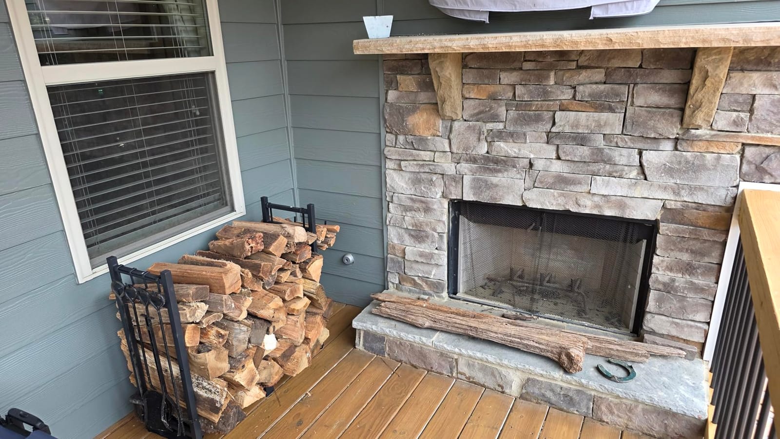 34inch Firewood Rack Indoor with Log Carrier,Outdoor Wood Rack for Firewood customer photo 1