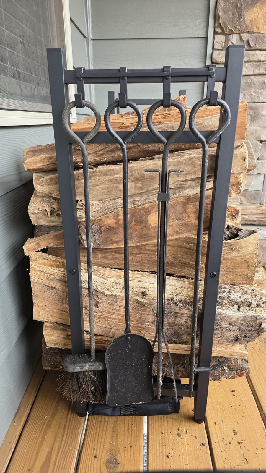 34inch Firewood Rack Indoor with Log Carrier,Outdoor Wood Rack for Firewood customer photo 2