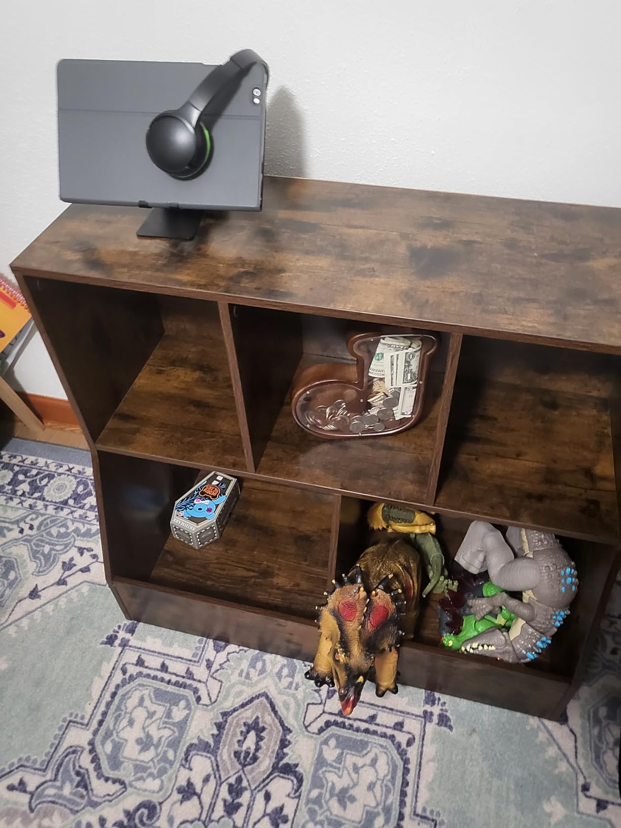 DINZI LVJ Toy Storage Organizer, Kids Cubby Cabinet with Bookshelf, 5-Cube customer photo 1