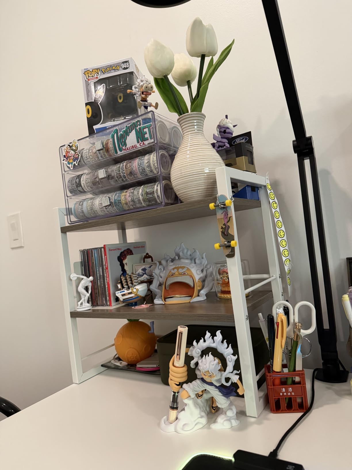 Office Desk Shelf Organizer, Wood Desktop Bookshelf Supplies Storage Rack, Shelf for Top of Desk and Dresser (Black-2 Tier) customer photo 1