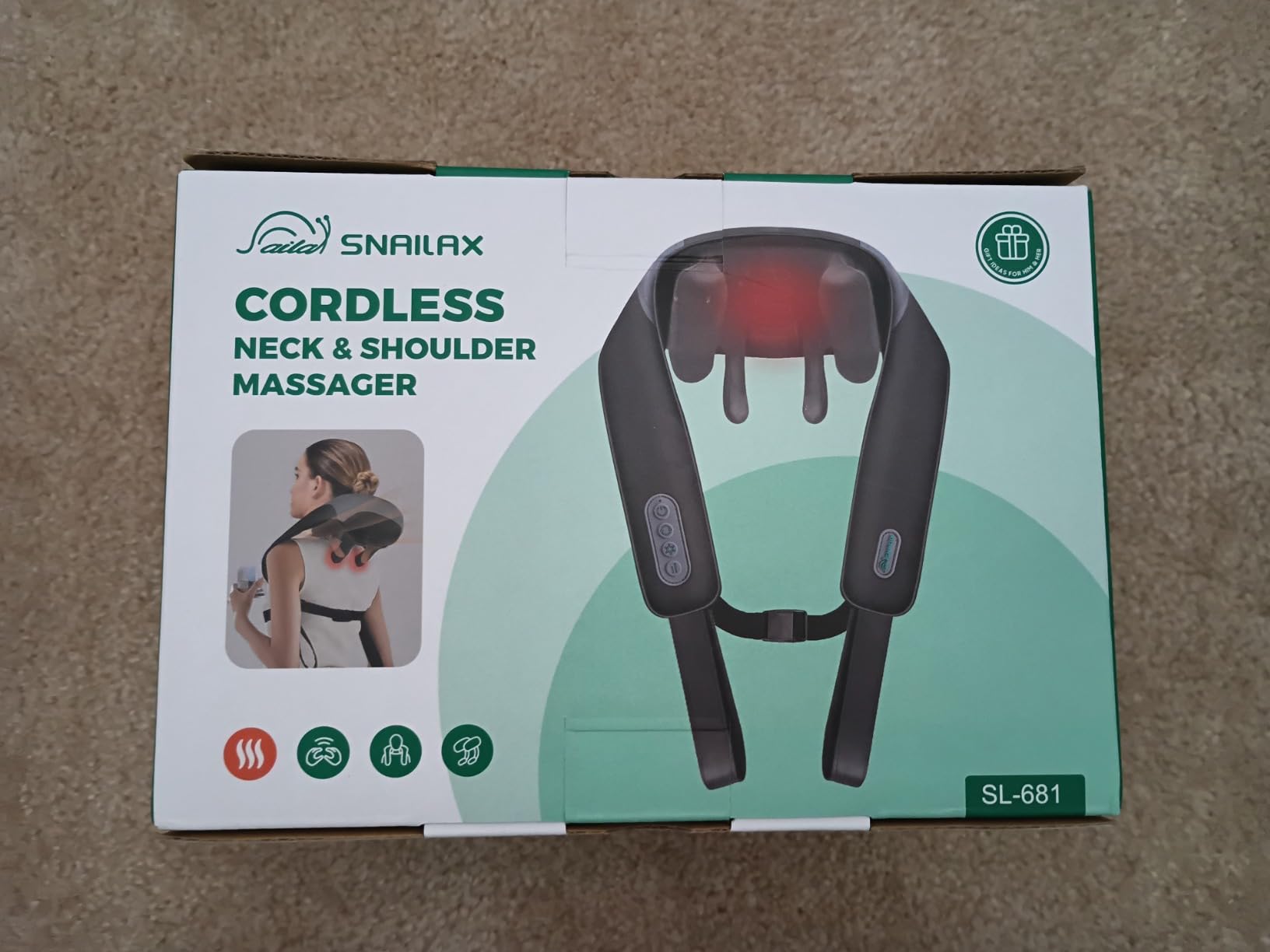 Snailax 4D Cordless Neck and Shoulder Massager with Heat & Kneading, FSA customer photo 1