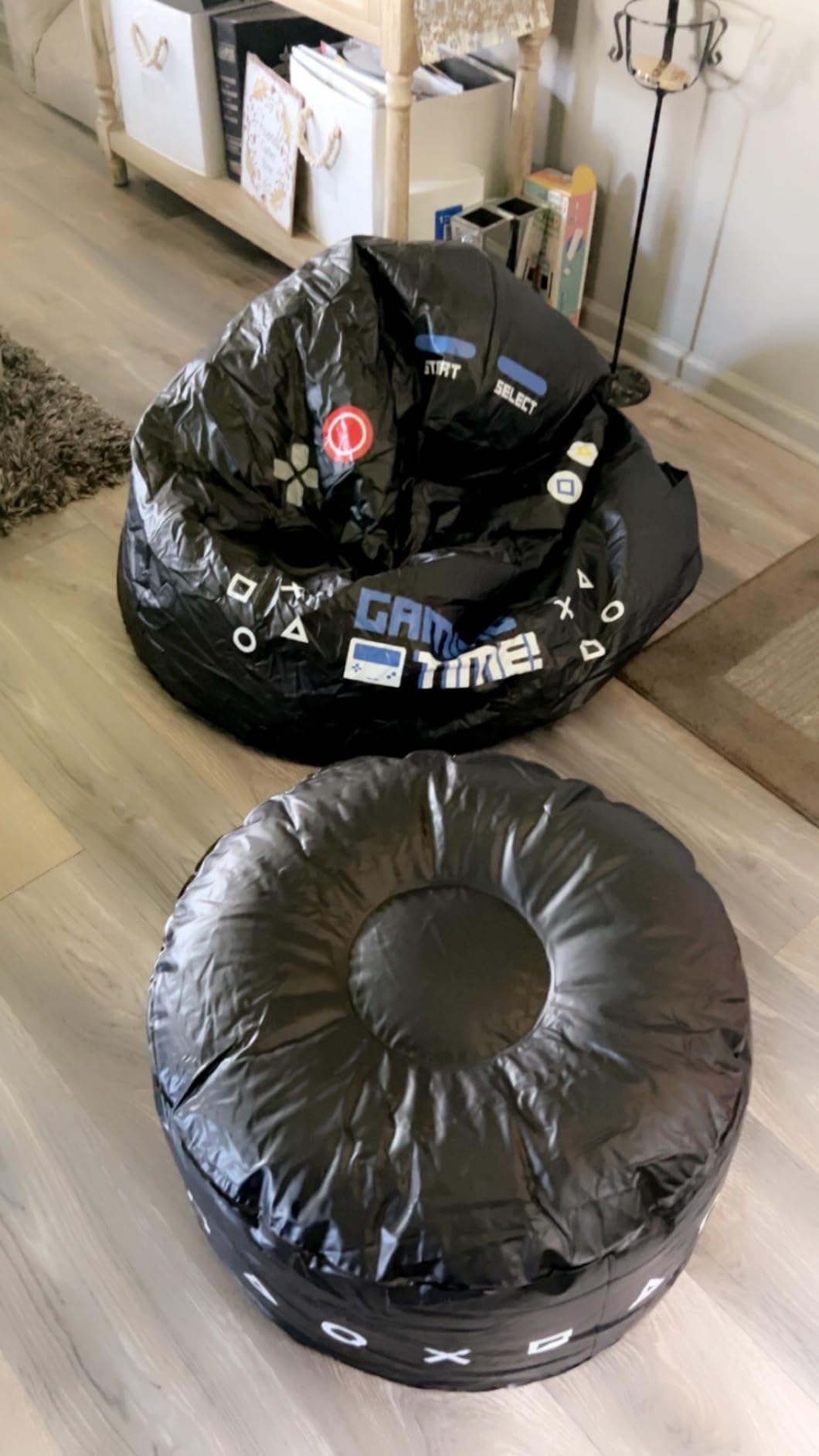 FranFusion Inflatable Gaming Chair for Kids & Teens with Cup Holders and Side Pocket - This Air Bean Bag Game Chair is The Perfect Furniture for Gamer Room Décor (Gaming Time with Ottoman) customer photo 1