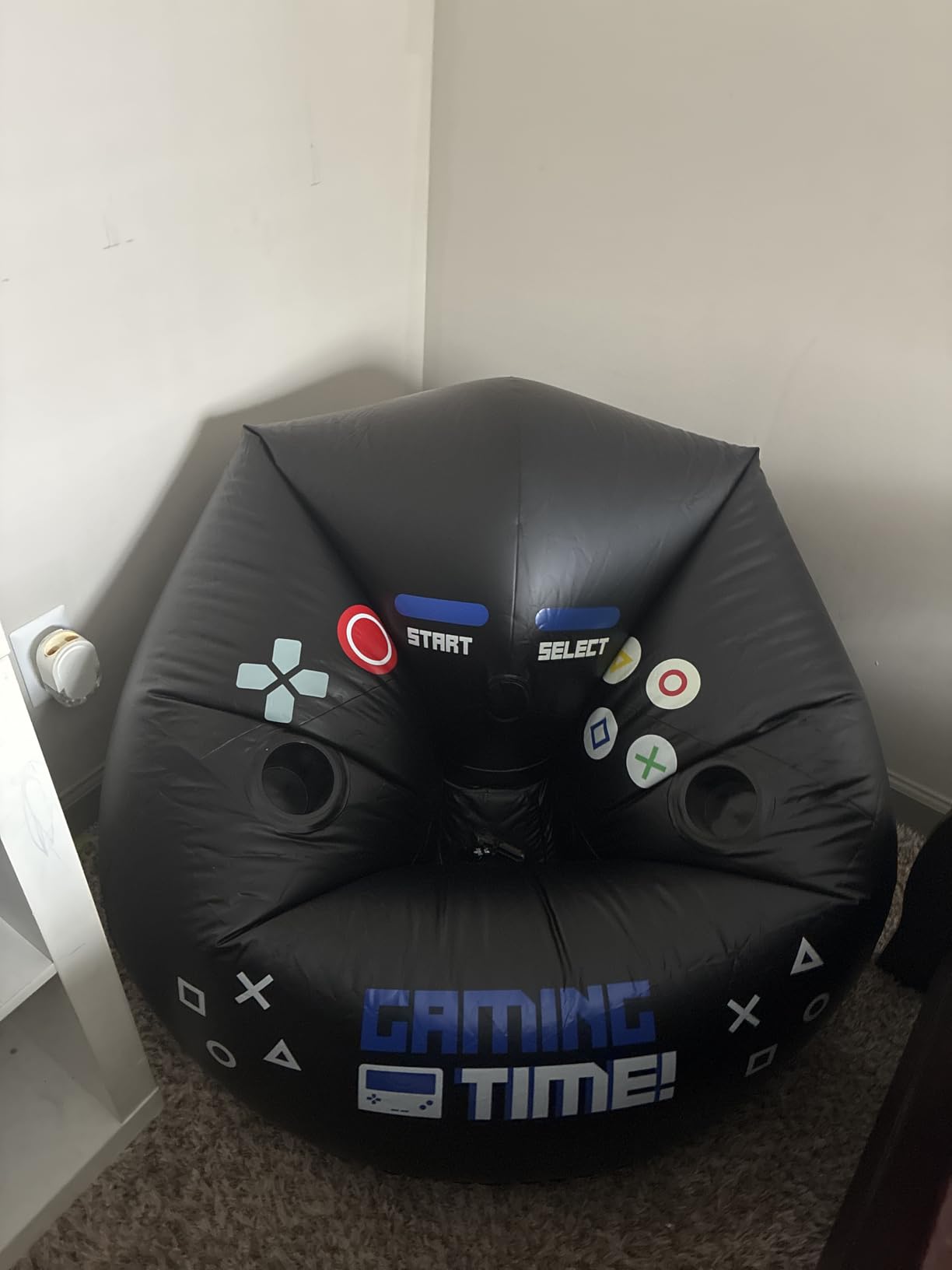 FranFusion Inflatable Gaming Chair for Kids & Teens with Cup Holders and Side Pocket - This Air Bean Bag Game Chair is The Perfect Furniture for Gamer Room Décor (Gaming Time with Ottoman) customer photo 2
