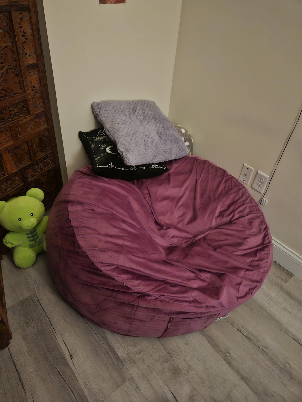 3 Feet Bean Bag Chair - BeanBag Chairs for Adults, Living Room Furniture Sofa with Soft Micro Fiber Cover, Round Fluffy Couch for Bedroom College Dorm - Grey customer photo 2
