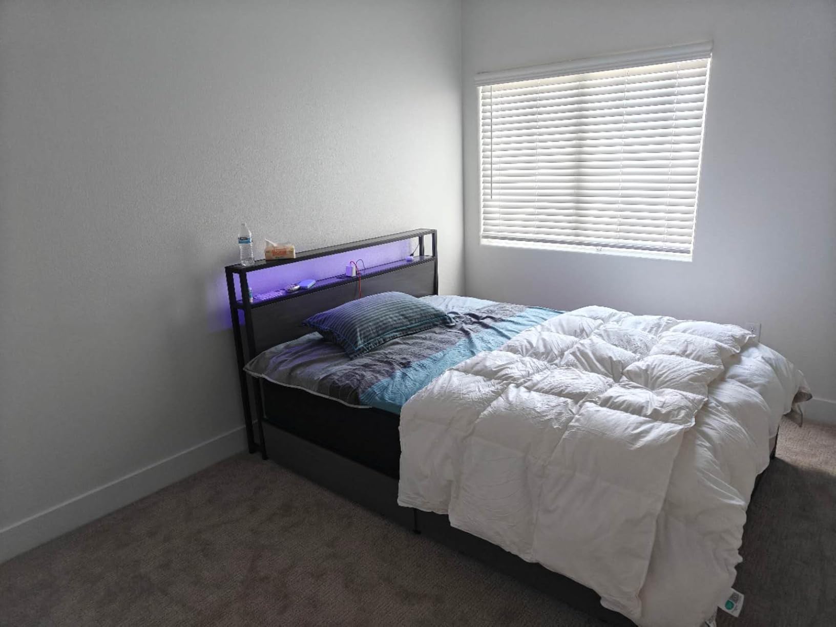 Lifezone Queen Bed Frame with 2-Tier Storage Headboard, Metal Platform Bed Frame with 4 Storage Drawers, Built in Charging Station & LED, Noise-Free/Metal Support/No Box Spring Needed, Vintage Brown customer photo 2