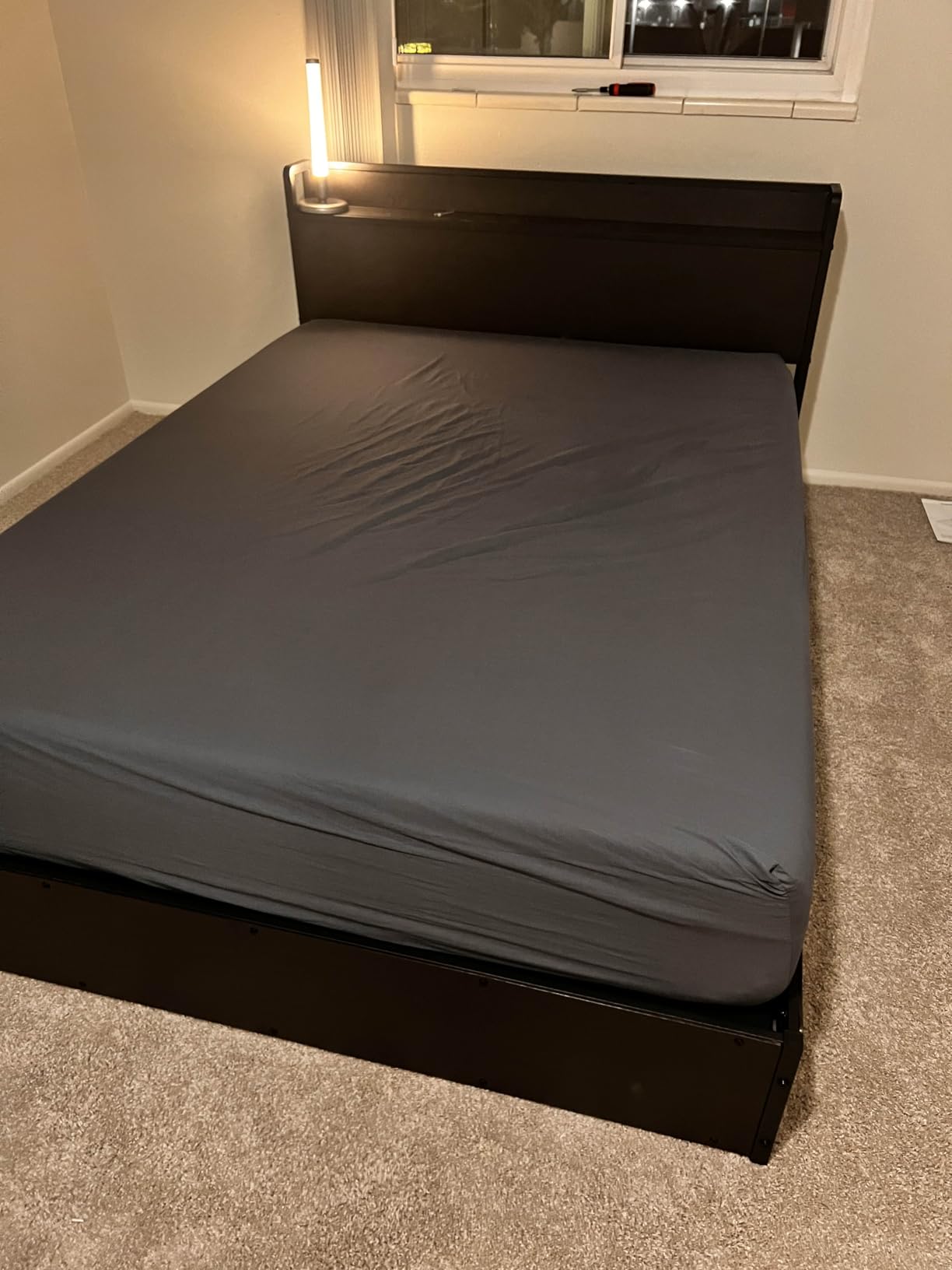 AMERLIFE Queen Size Lift Up Storage Bed Frame with Charging Station | Wooden Platform Bed Frame, Under-Bed Storage Space, Storage Headboard, No Box Spring Needed, Noise Free, Rustic Brown customer photo 1