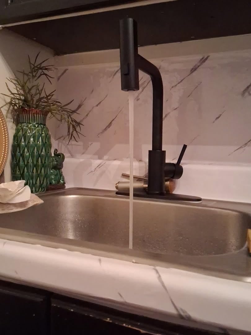 JOOM Black Waterfall Kitchen Faucet with Pull Down Sprayer & Soap Dispenser customer photo 2
