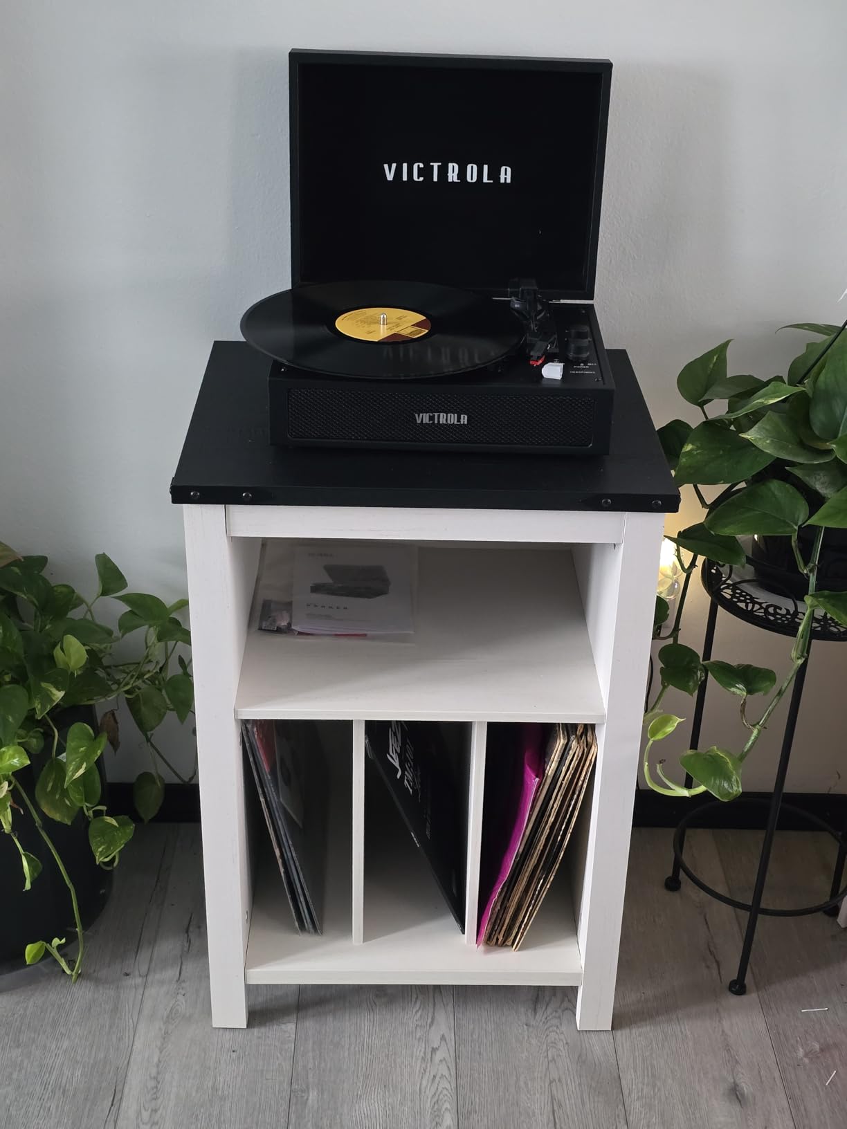 Joaxswe Record Player Stand with Vinyl Record Storage,Rustic Brown customer photo 1