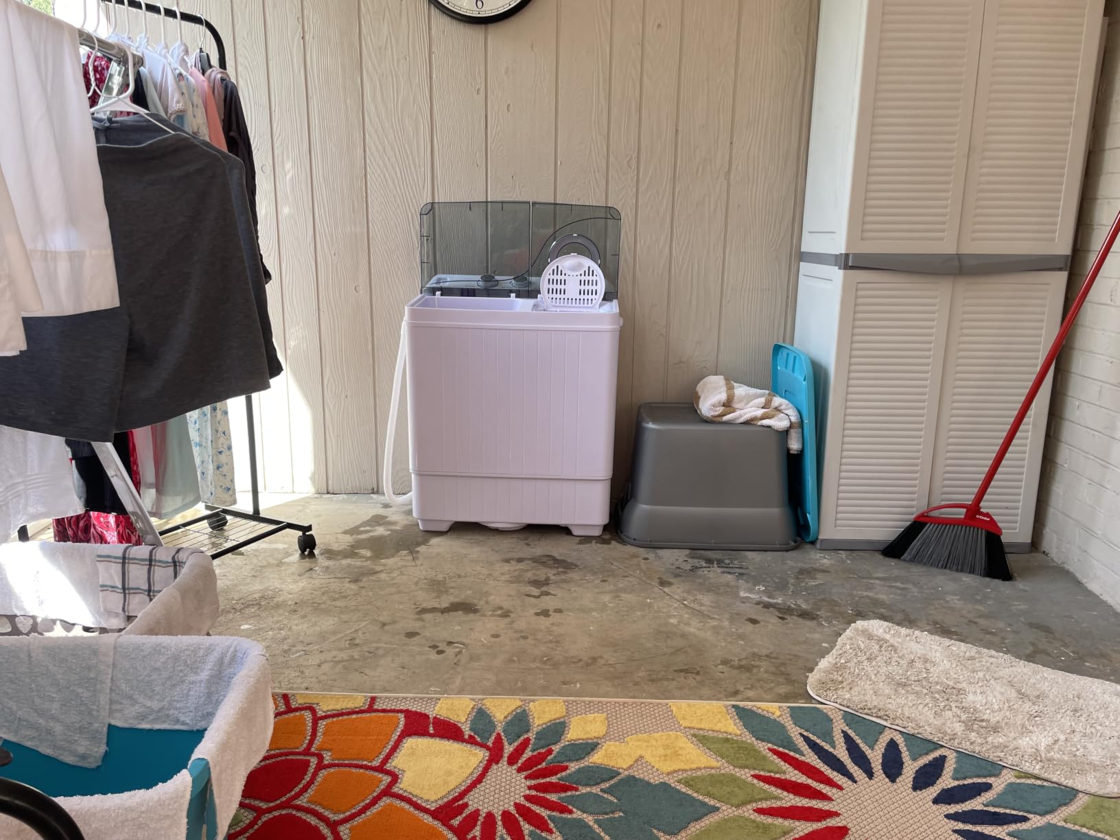 COSTWAY Portable Washing Machine, Twin Tub 26lbs Capacity Laundry, 18lbs Washer and 8lbs Spinner Combo with Timer Knobs, Built-in Drain Pump, Compact Washer for Home Dorm Apartment (Grey+White) customer photo 1