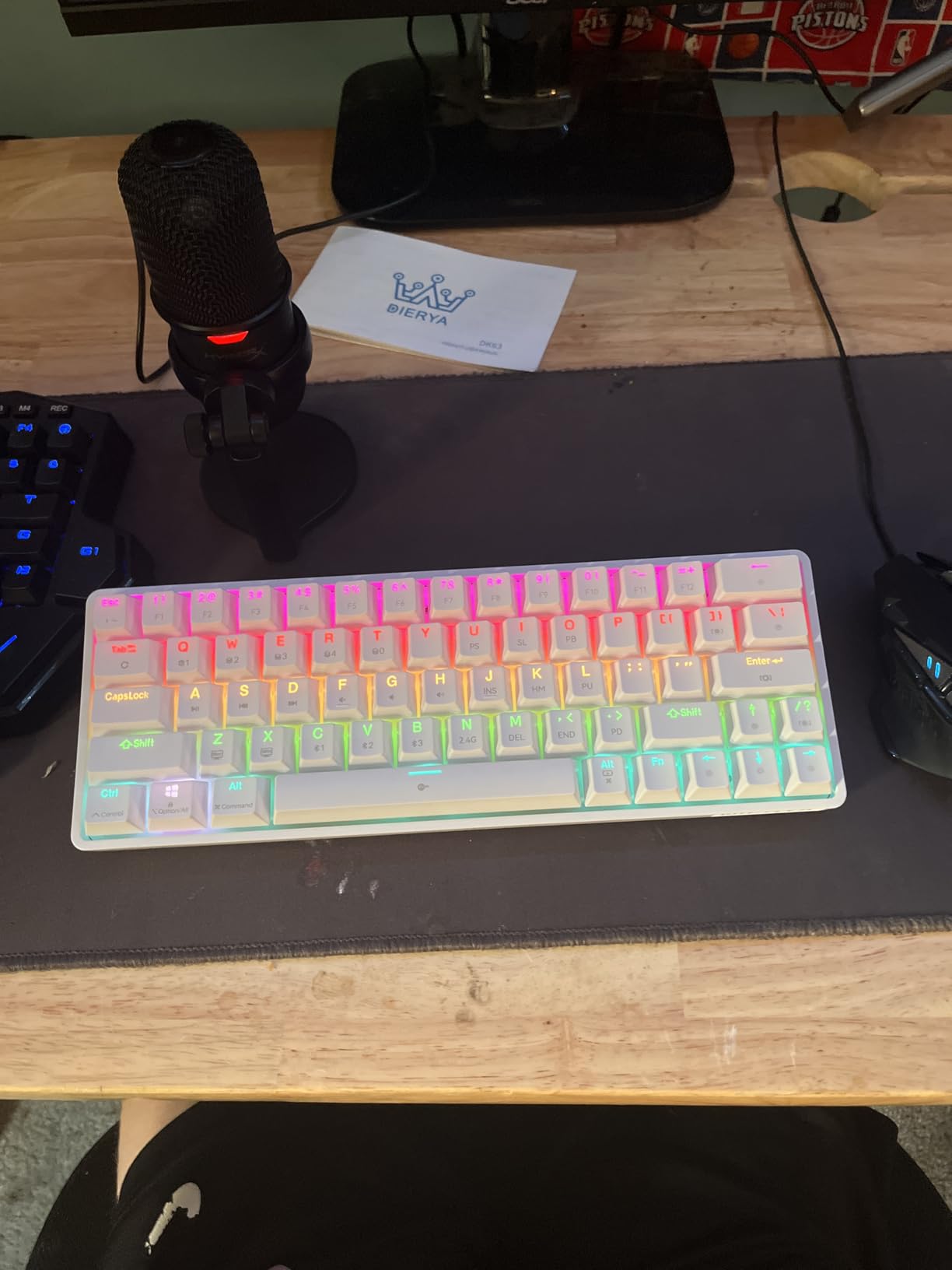 DIERYA DK63 60% Wireless Mechanical Gaming Keyboard | Bluetooth/2.4G/Wired | RGB Backlit Compact 63 Keys Mini Office Keyboard | with Red Switch | for Windows Laptop PC Gamer Typist-White customer photo 1