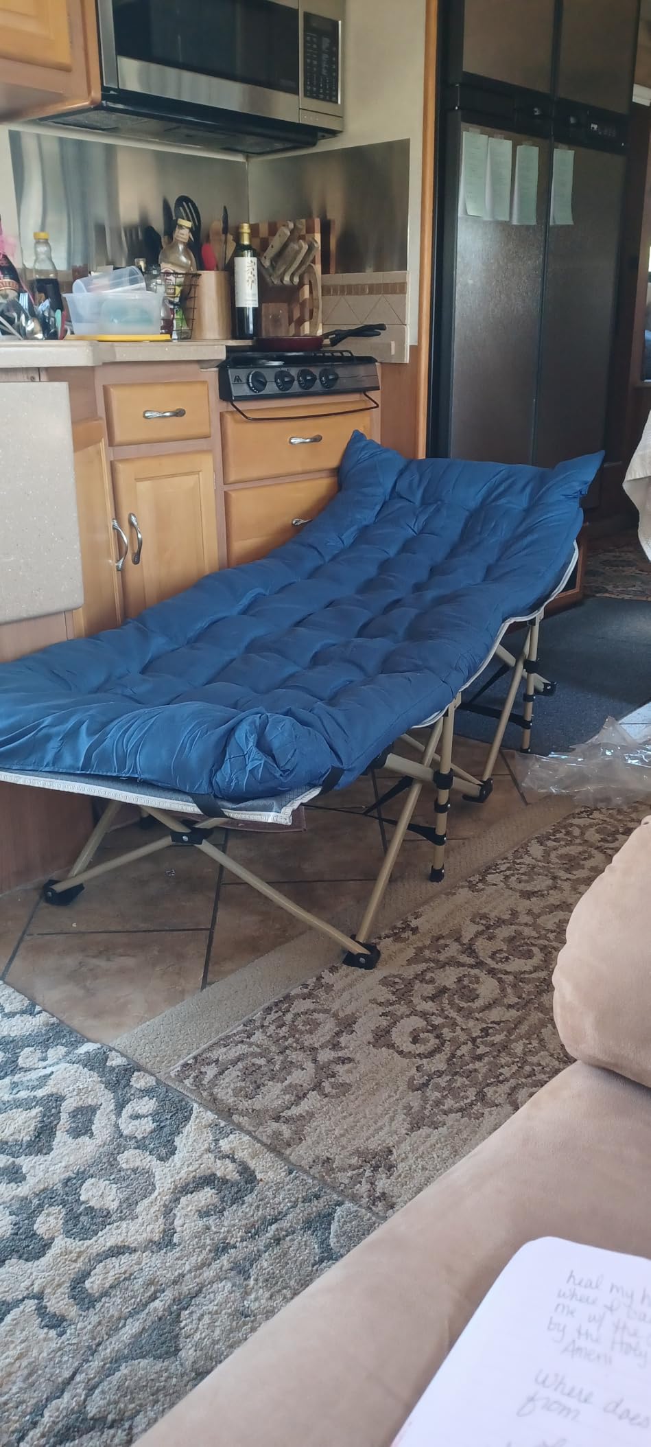 ARAER Camping Cot for Adults, 28in Wide with Mattress (Navy Blue) customer photo 1