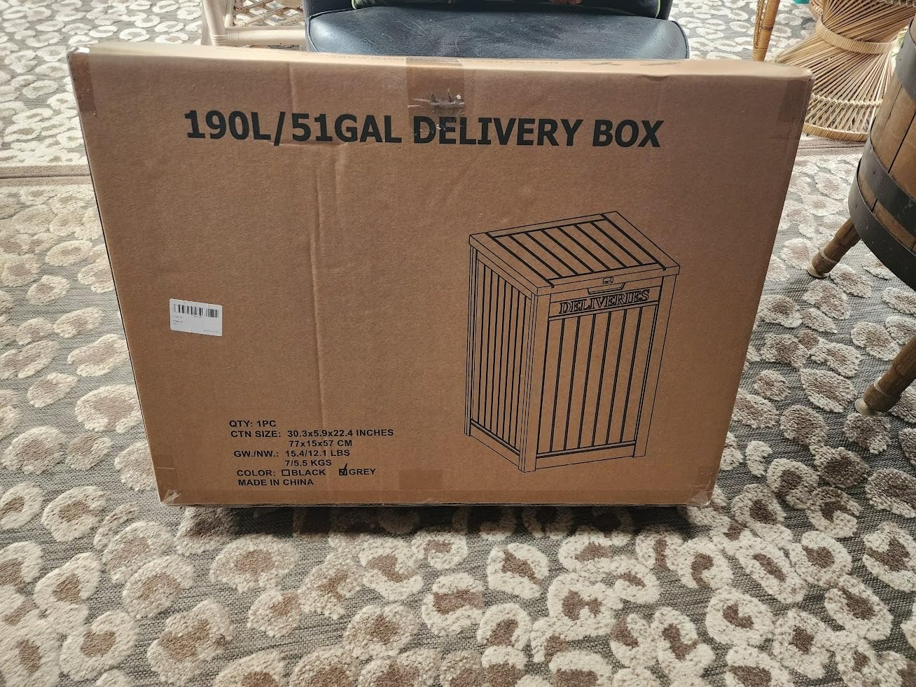 LHBGO Package Delivery Box for Outside, 48 Gallon Storage with Lockable Secure, Large Double Wall Resin Outdoor Package Delivery Waterproof Deck customer photo 1
