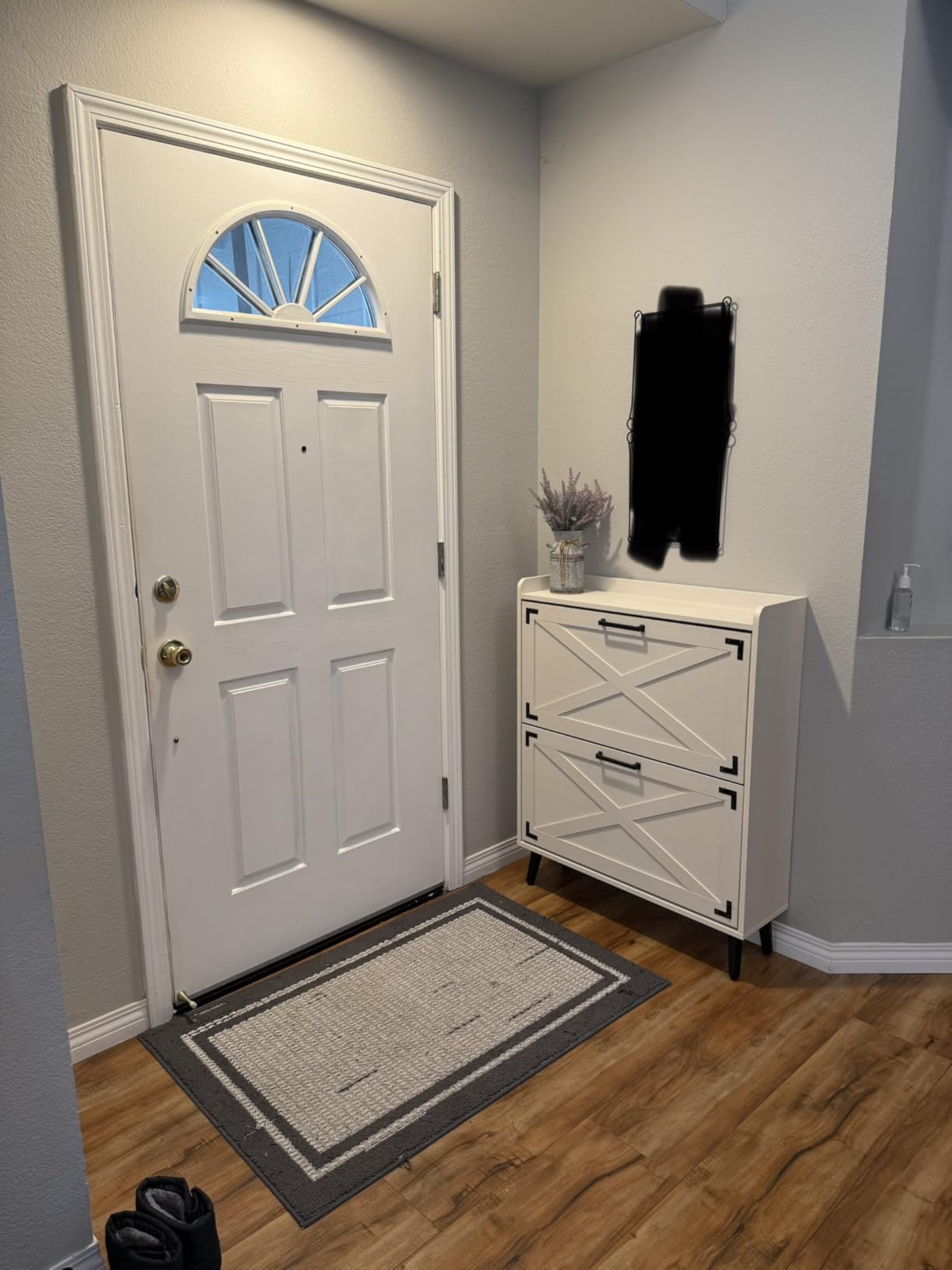 Barnyatoh Farmhouse Shoe Storage Cabinet with 2 Flip Drawers & Barn Door customer photo 1