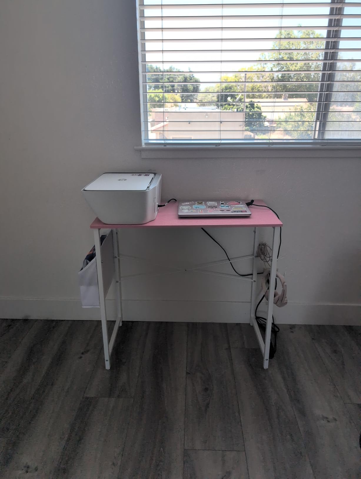 Pamray 32 Inch Computer Desk for Small Spaces with Storage Bag, Home Office Work Desk with Headphone Hook, Small Office Desk Study Writing Table customer photo 2