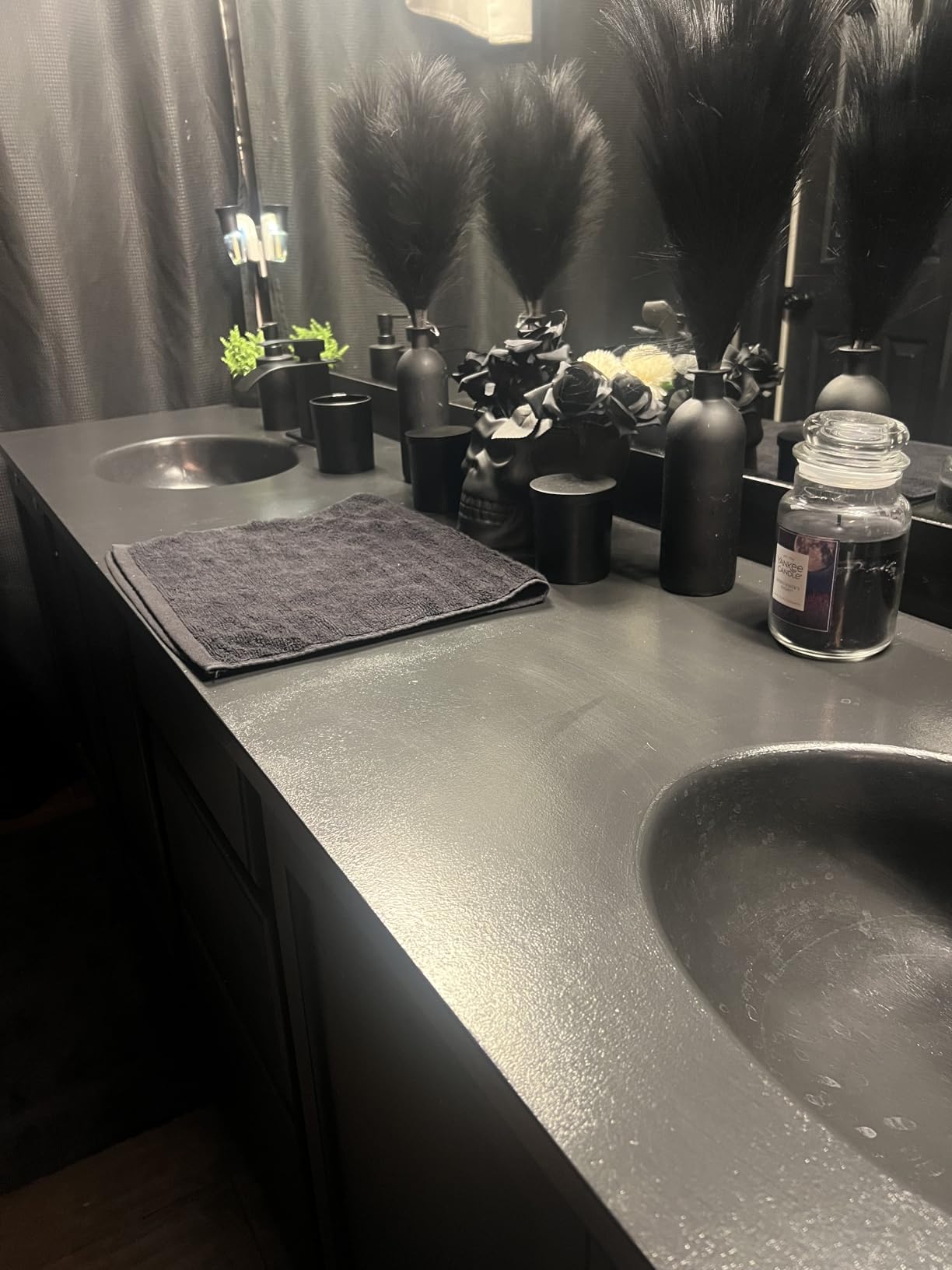 Matte Black Bathroom Accessories Set, 5 Pcs Bathroom Accessories Set, Glass Soap Dispenser and Toothbrush Holder Set, Qtip Holder and Cotton Ball Holder, Modern Bathroom Decor Sets customer photo 2