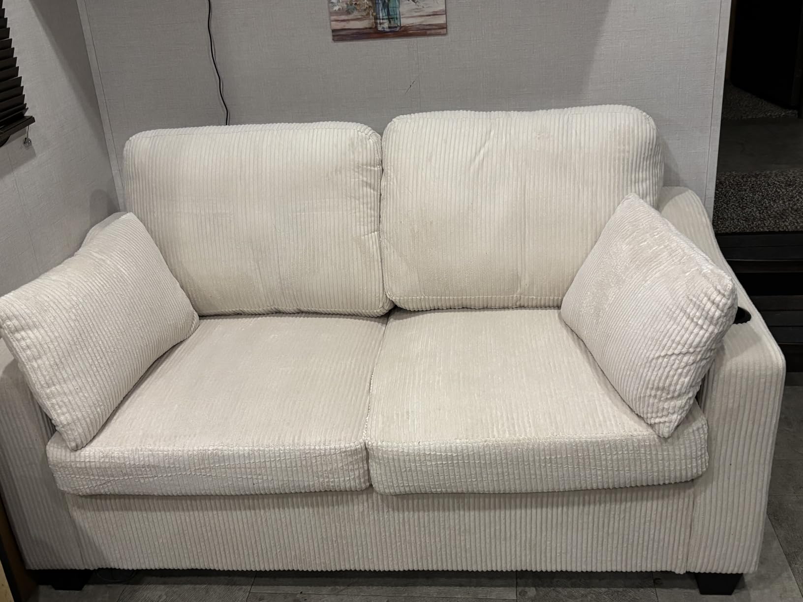 Full Size Pull Out Sleeper Sofa Bed, Pullout Loveseat Couch Bed, Beige customer photo 2