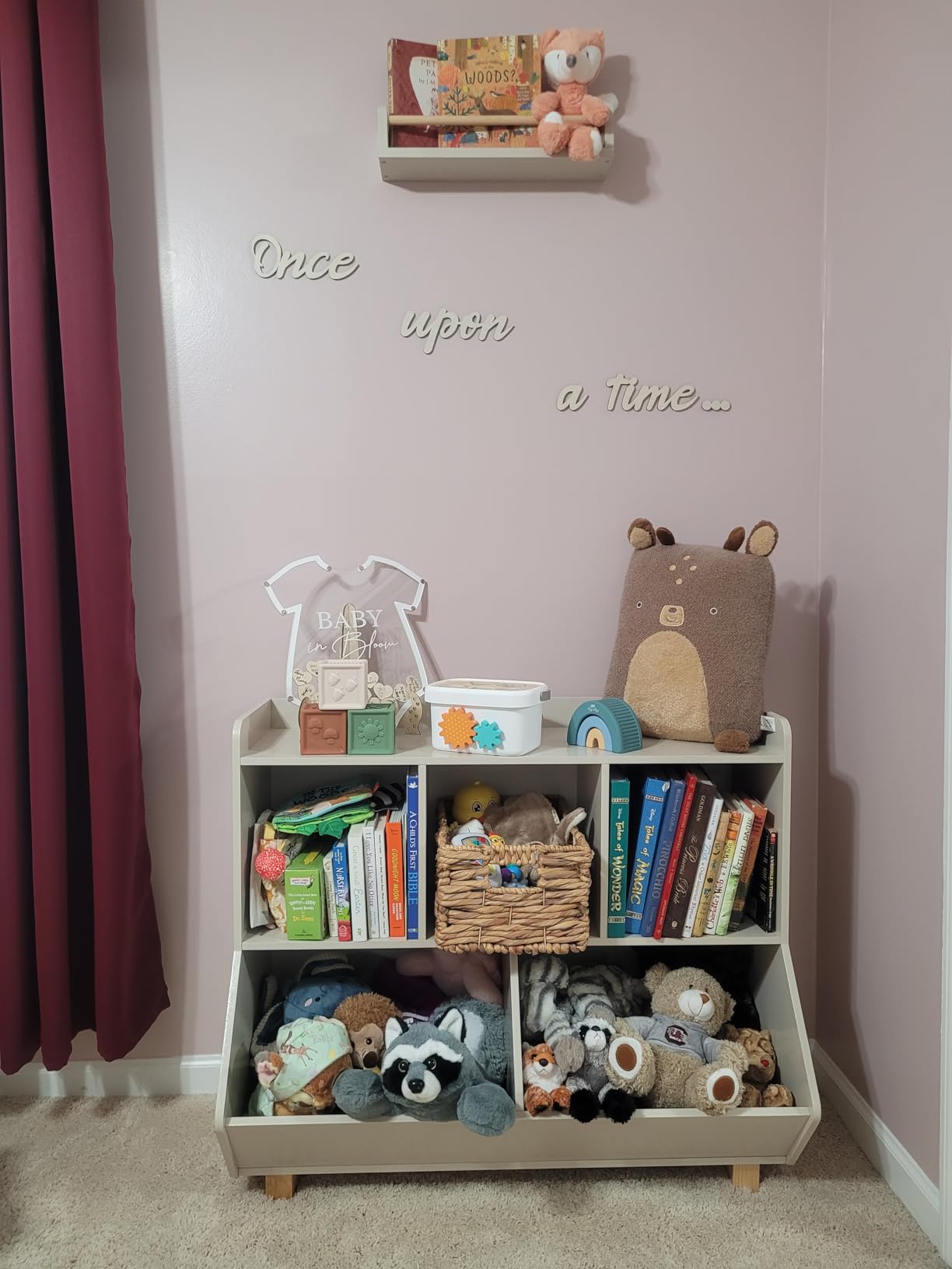 UTEX Wooden Kids Bookshelf & Toy Organizer, 5 Storage Cubes with Wood Legs customer photo 2