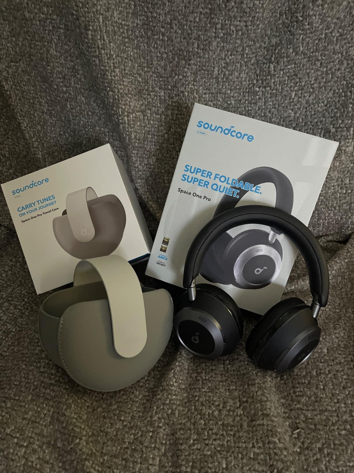 Soundcore Anker Space One Pro Wireless Over-Ear Headphones, Foldable Design | Adaptive Active Noise Cancelling, 60H Playtime, Hi-Res LDAC, multipoint connection, 6-Mic Calls, 5-Min Charge for 8 Hrs customer photo 2