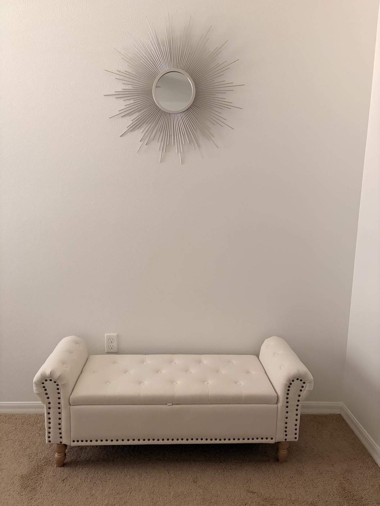 Furniliving 51” Storage Benches, End of Bed Bench with Button-Tufted Large Upholstered Storage Ottoman Linen Window Bench with Storage Shoe Cabinet Bench, for Bedroom, Entryway, Closet, Beige customer photo 1