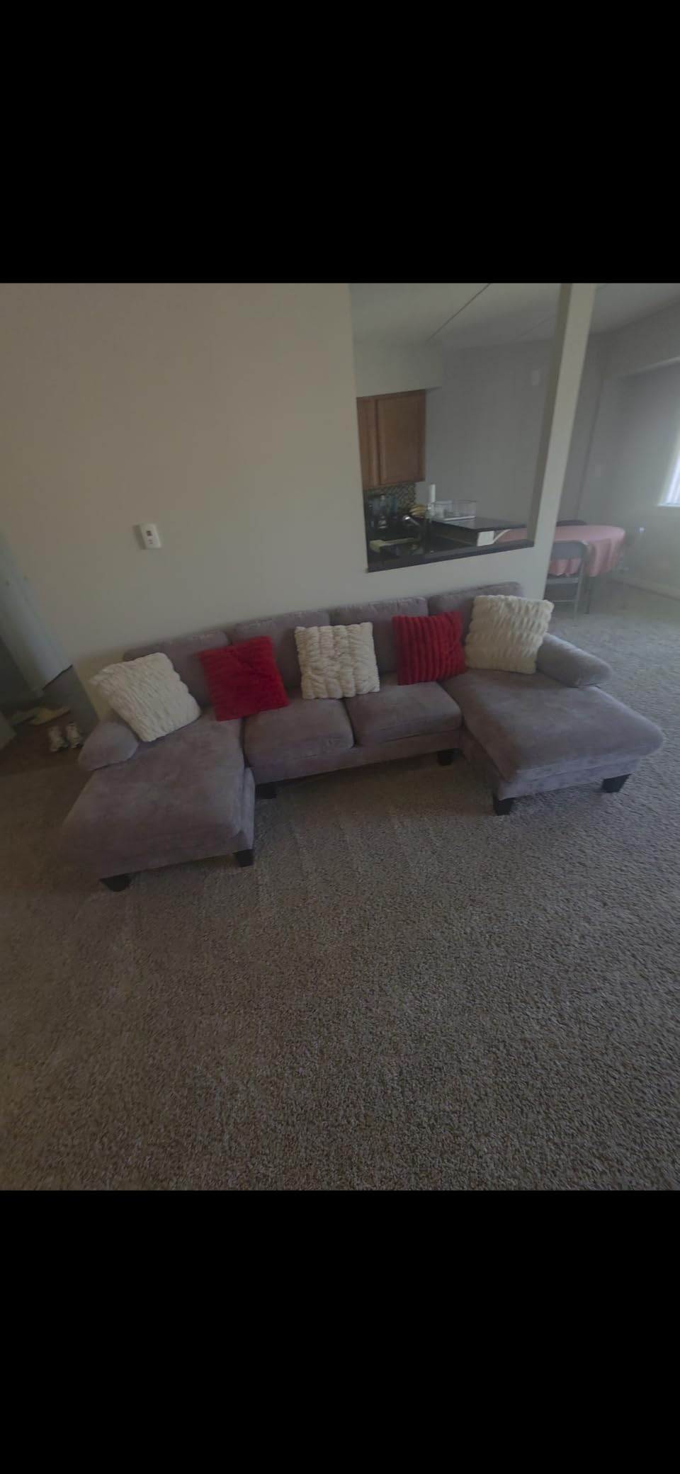 Furmax Sectional Couches for Living Room, Chenille, Grey - U-Shaped Sofa Couch with Linen Fabric, 4 Seat Sofa Set with Double Chaise for Apartment customer photo 2