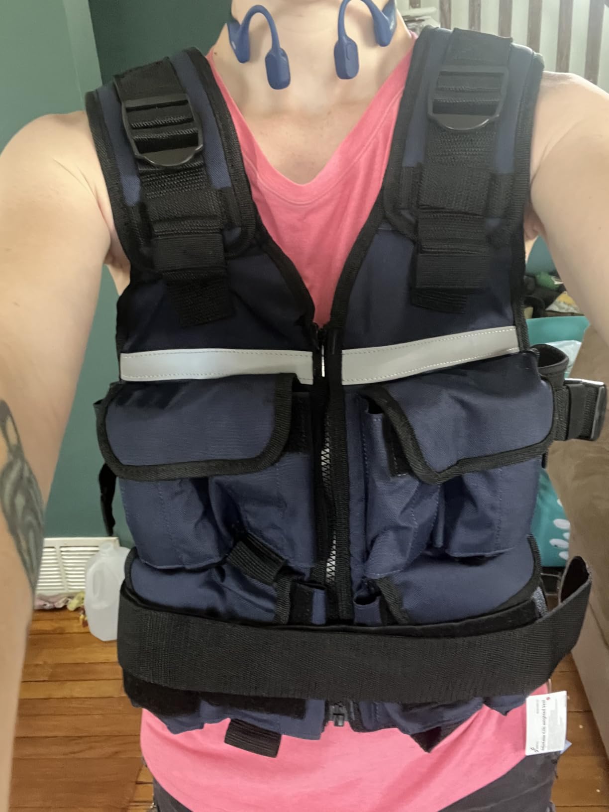 Sportneer Adjustable Weighted Vest Weights: 2-18 lbs/2-42 lbs Washable Weight Vest for Walking 16 In 1 Fast Adjust Rucking Vest for Women and Men Home Gym Running Jogging Strength Training Vests customer photo 2