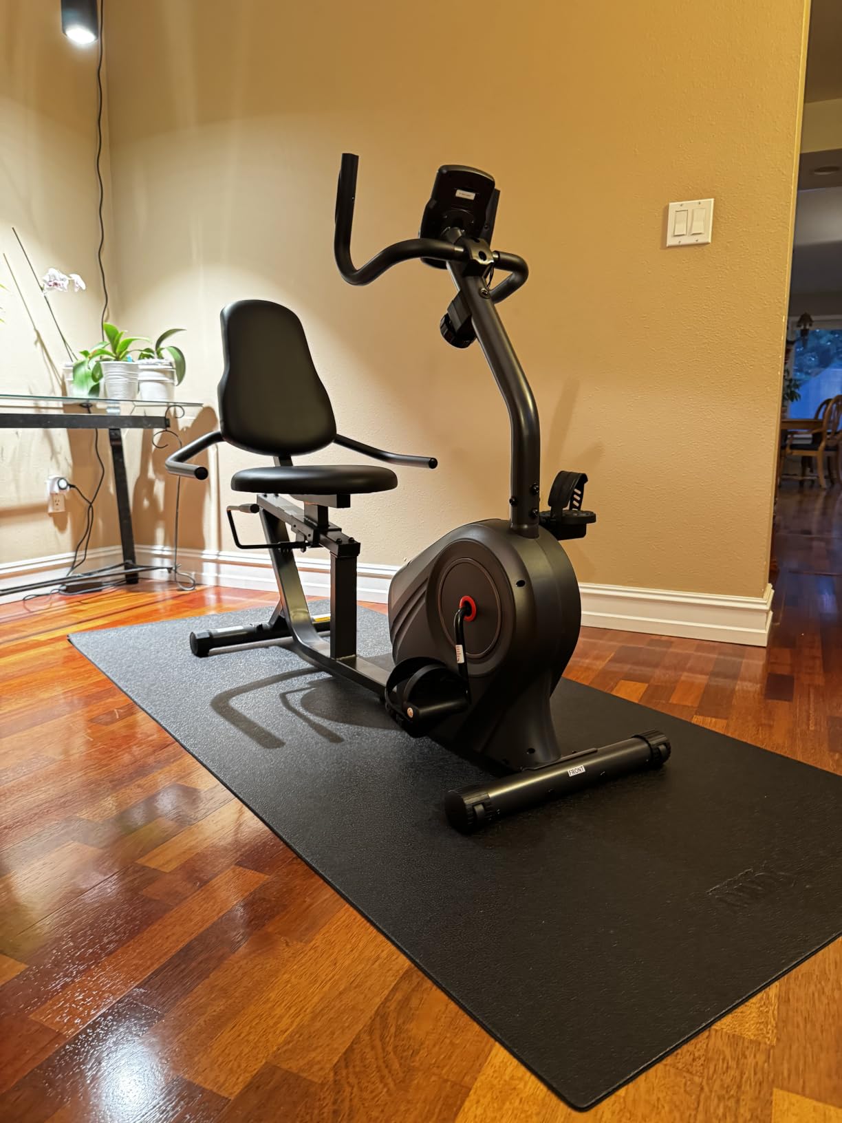 Sunny Health & Fitness Smart Recumbent Bike, Wide Cushioned Seat & Back, Indoor Cycling Machine for Adult/Seniors Home Exercise, Free SunnyFit App Connection customer photo 2