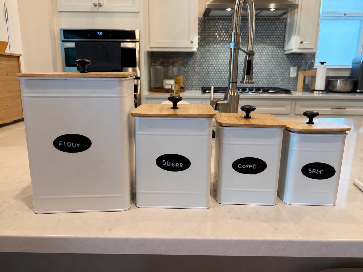 Kitchen Canisters for Countertop Set of 4 w/ Chalkboard Labels & Marker Pen customer photo 2