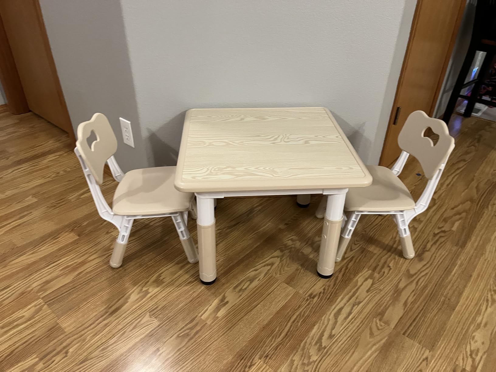 Height Adjustable Kids Table and Chairs Set (2 Chairs) for Ages 2-8 | Non-Slip Toddler Activity Table with Wipe-Clean Desktop, Montessori Learning & Art Drawing Desk for Home Preschool Classroom customer photo 1