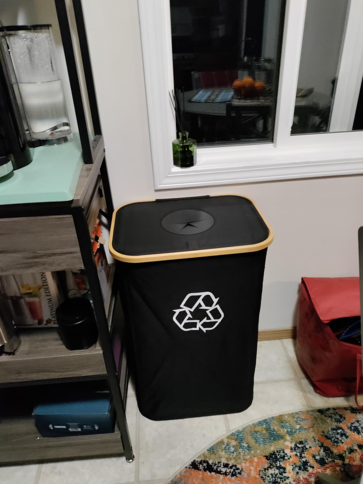 efluky Recycling Bin for Kitchen 26 Gallon, 100L Recycle Bin with 2 Removeable and Reusable Inner Bag, Large Recycling bin with lid for Bottle Can Plastice Stickers (Black) customer photo 1