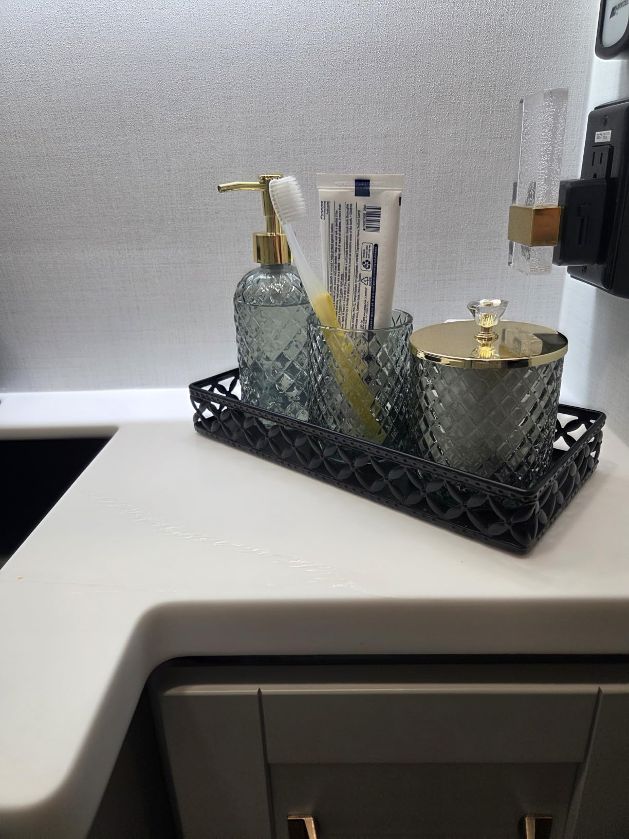 Haturi Glass Bathroom Accessories Set, Sage Green Bathroom Set, 4 Pcs customer photo 1
