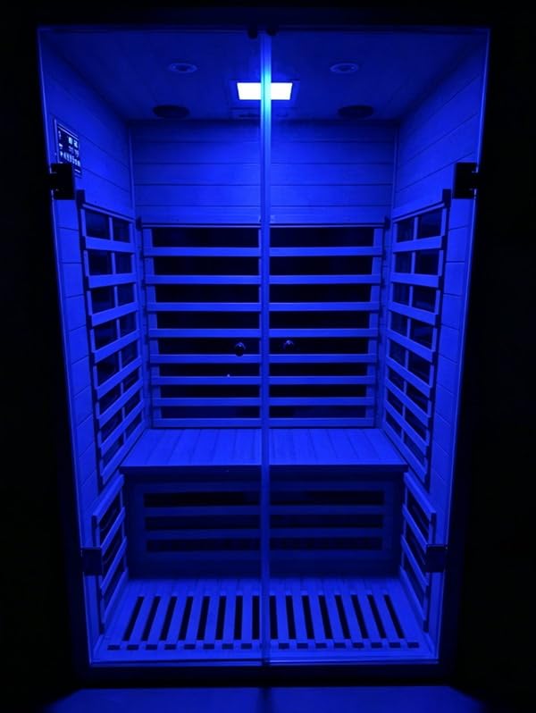 Smart Indoor Home Sauna 0-5mG Ultra Low Emf Far Infrared Sauna 2-3 Person, 1520w Hemlock Wooden Saunas Room with APP & LCD Control Panel, Bluetooth Speaker, Chromotherapy Lights, Thermal Cover customer photo 1