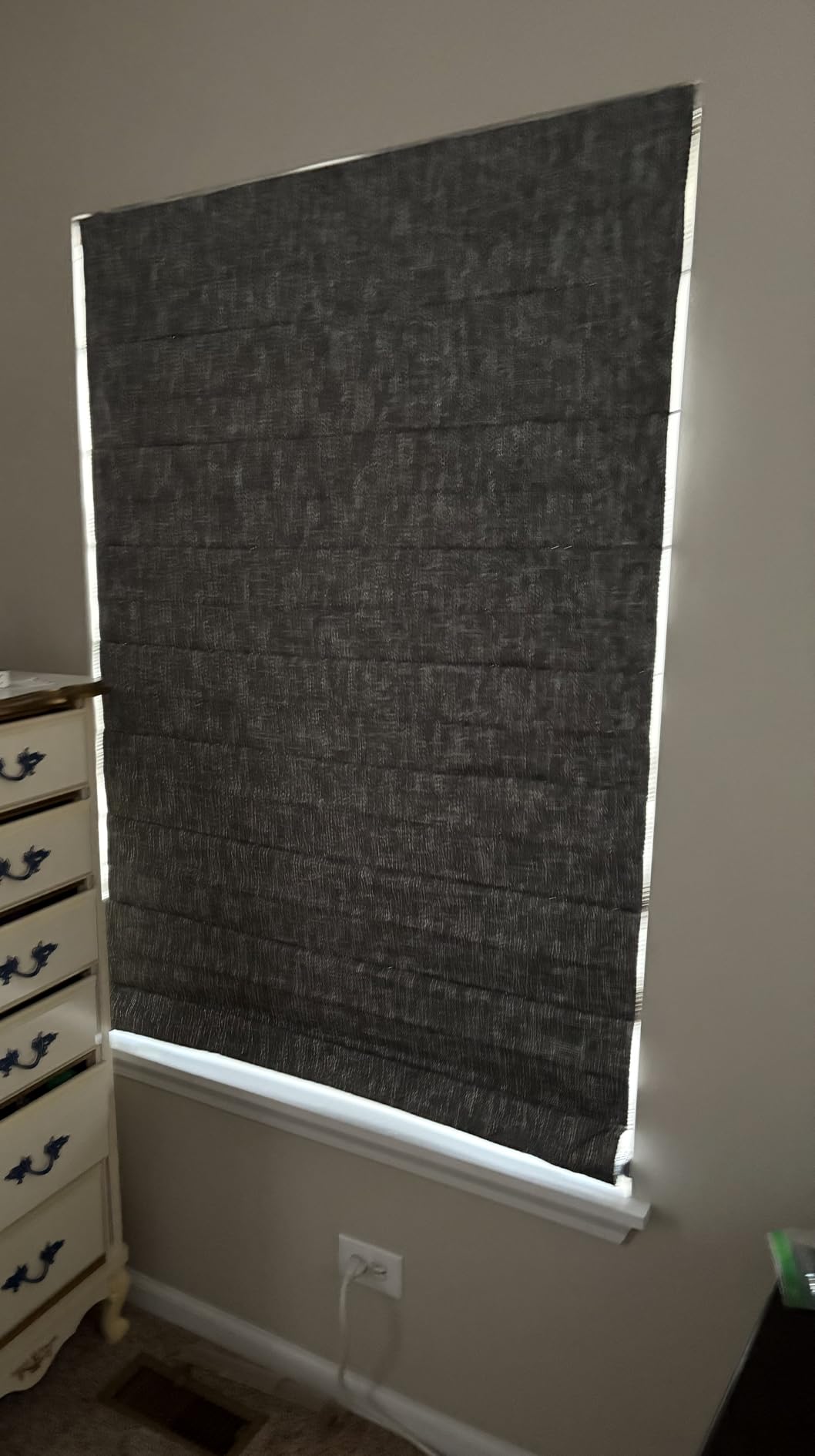 UNISHADES No Drill Cordless Roman Shades, Room Darkening, 31×64 in Beige customer photo 2