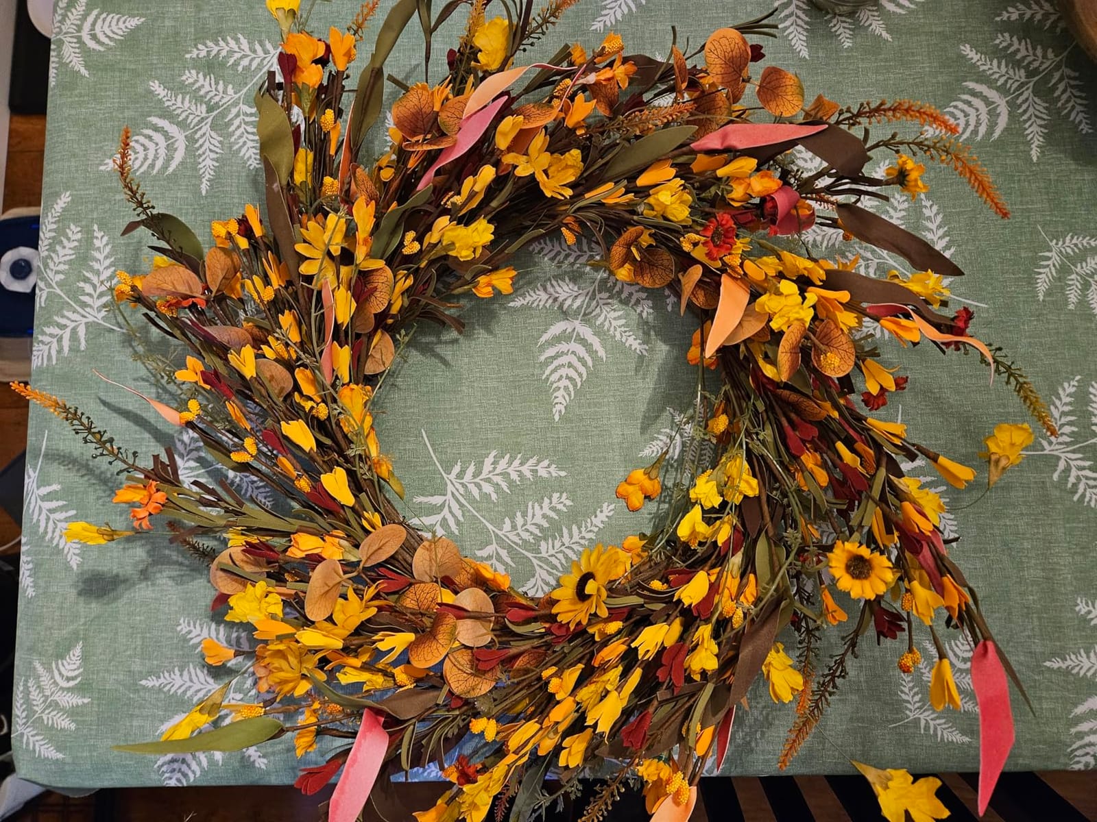 J'FLORU Artificial Fall Wreath 22 Inch Fall Wreaths for Front Door Autumn Porch Farmhouse Thanksgiving Day Harvest Festival customer photo 2