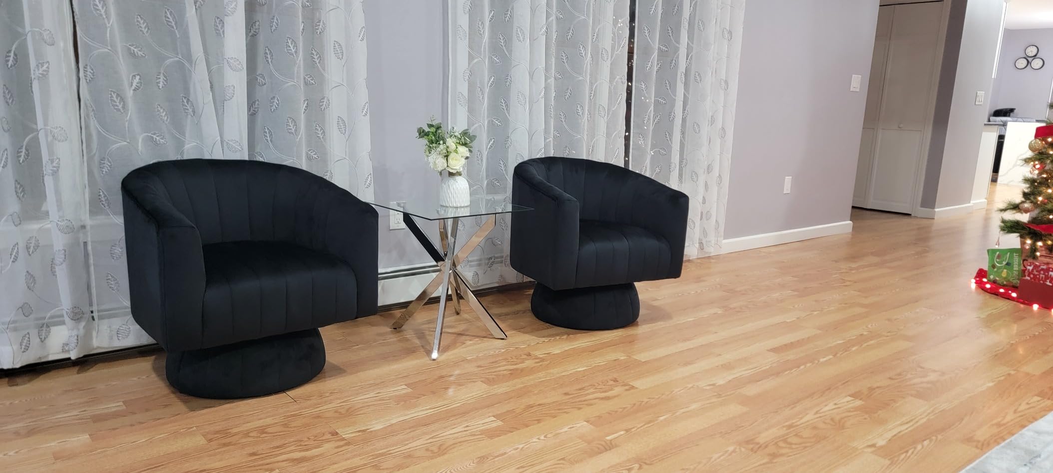 Kromax Swivel Accent Chair, Modern 360 Degree Swivel Barrel Chair, Beige customer photo 1