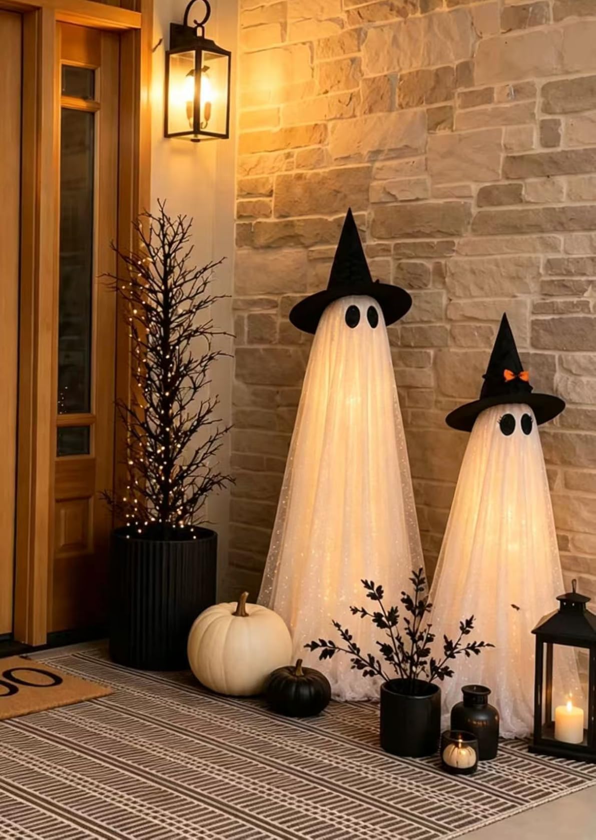 2Packs Halloween Decorations Outdoor,Halloweens Party Decoration Indoor,59in Spooky Ghost with Remote Control String Lights,Halloween-Ghost Lights for Porches Yards Gardens Lawn customer photo 2