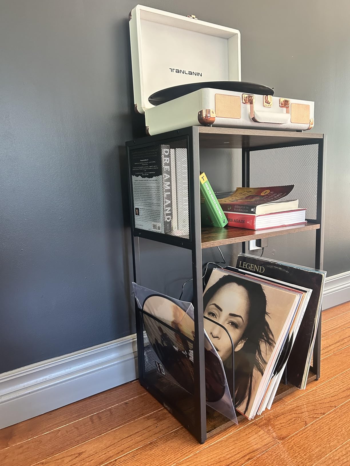 VASAGLE 3-Tier Record Player Stand, Vinyl Record Storage up to 100 Albums customer photo 2