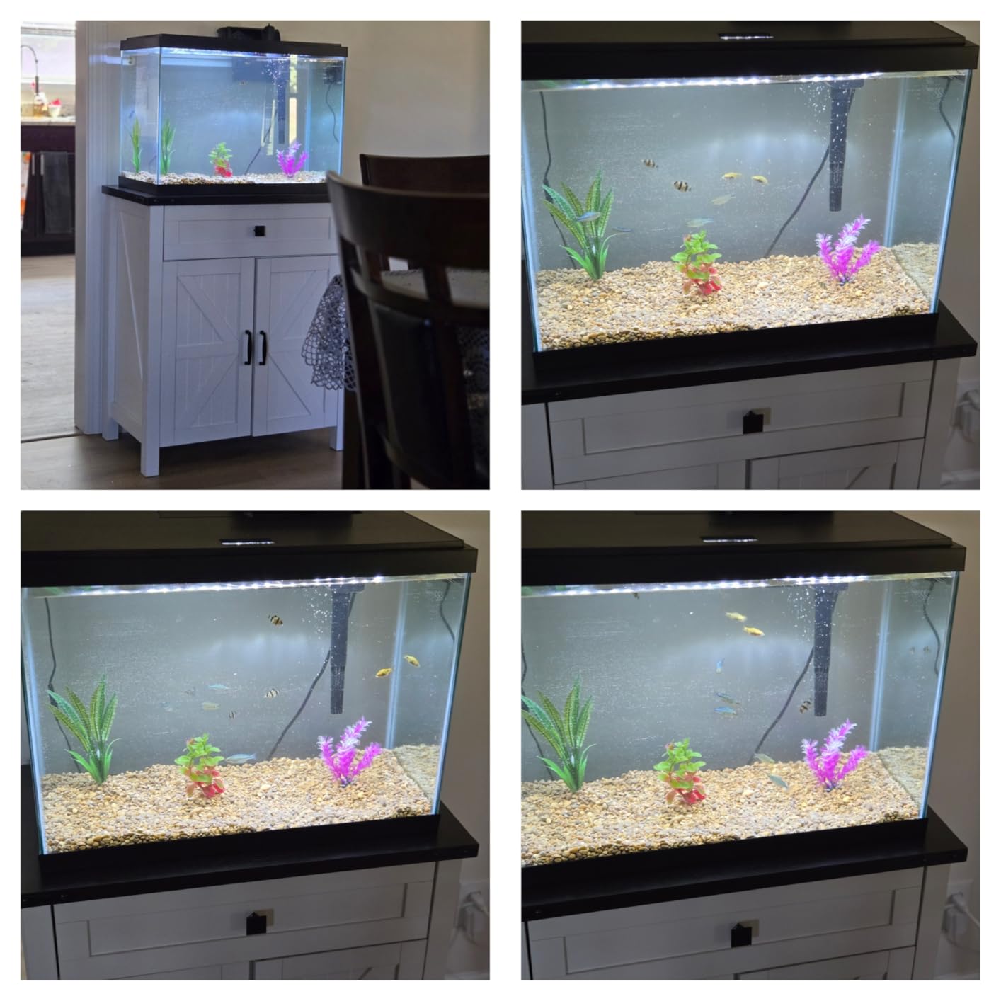 Suadism 20-29 Gallon Aquarium Stand With Charging Station, Farmhouse Fish Tank Stand, Reptile Tank Stand Terrarium Stand with Drawer and Cabinet Storage, Sturdy Heavy Duty 27.6