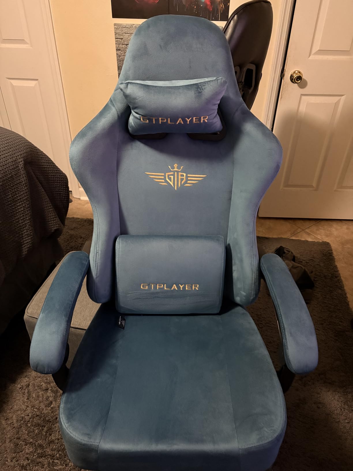 GTPLAYER Big and Tall Gaming Chair Fabric with Pocket Spring Cushion, High Back Ergonomic Computer Chair with Footrest for Adults Lumbar Support Swivel Game Chair for Office Gaming 350LBS, Black customer photo 1