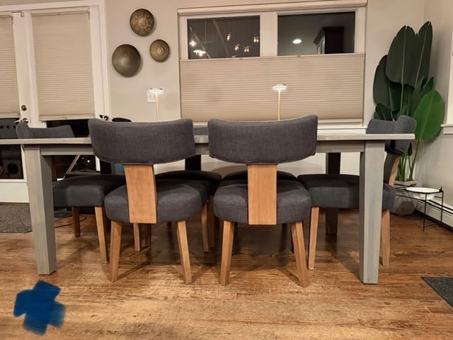 HNY Mid Century Modern Dining Chairs Set of 2, Upholstered Linen Kitchen & Dining Room Chairs with Ergonomic Curved Backrest, Solid Wood Legs, Farmhouse Accent Chair for Home, Apartment, Beige customer photo 1