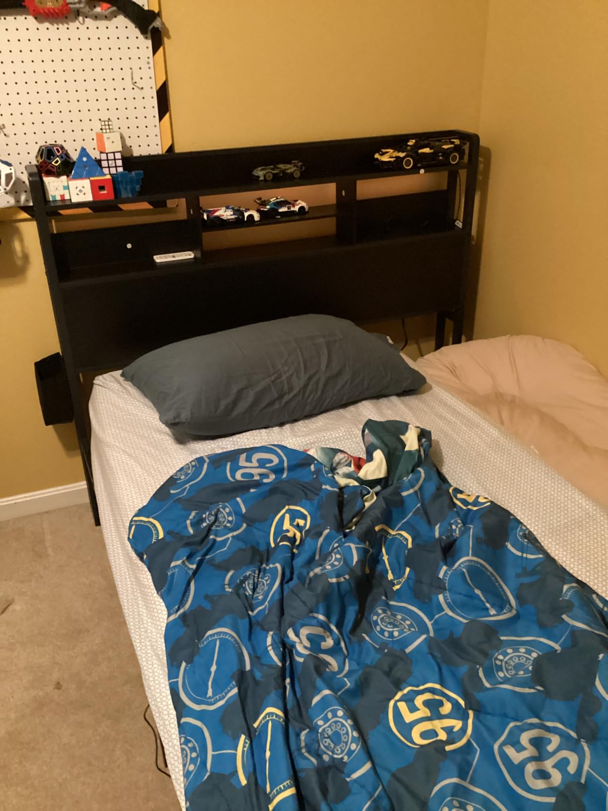 Furnulem Queen Bed Frame with Storage Headboard and LED Lights, 2 Drawers | Charging Station, USB Port, Easy Assemble, Noise Free, No Box Spring Needed, Black customer photo 2