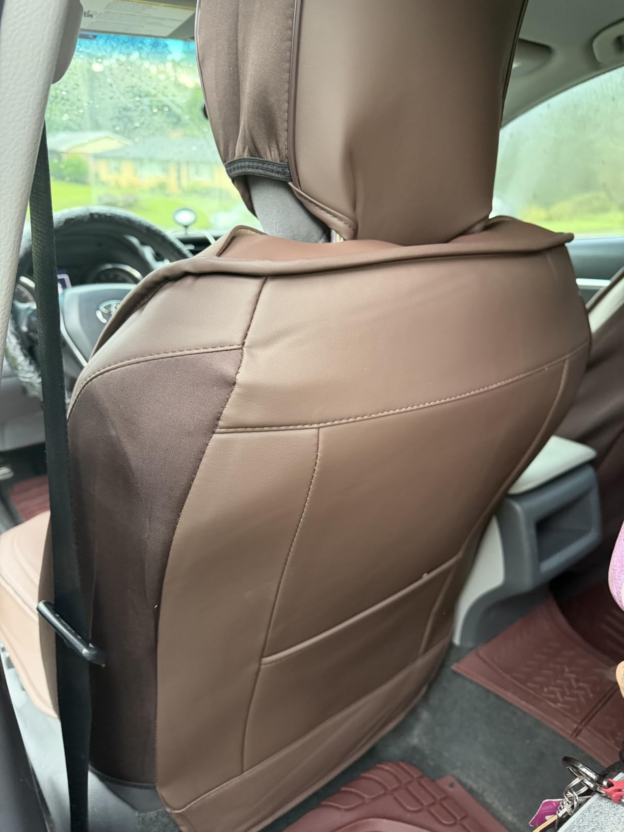 MINGBRON Car Seat Cover Full Set, Leather Car Seat Cover, Waterproof Seat Covers, Car Seat Cushion, Nappa Leather Seat Covers Car Seat Protector Universal Fit Most Cars Black customer photo 1