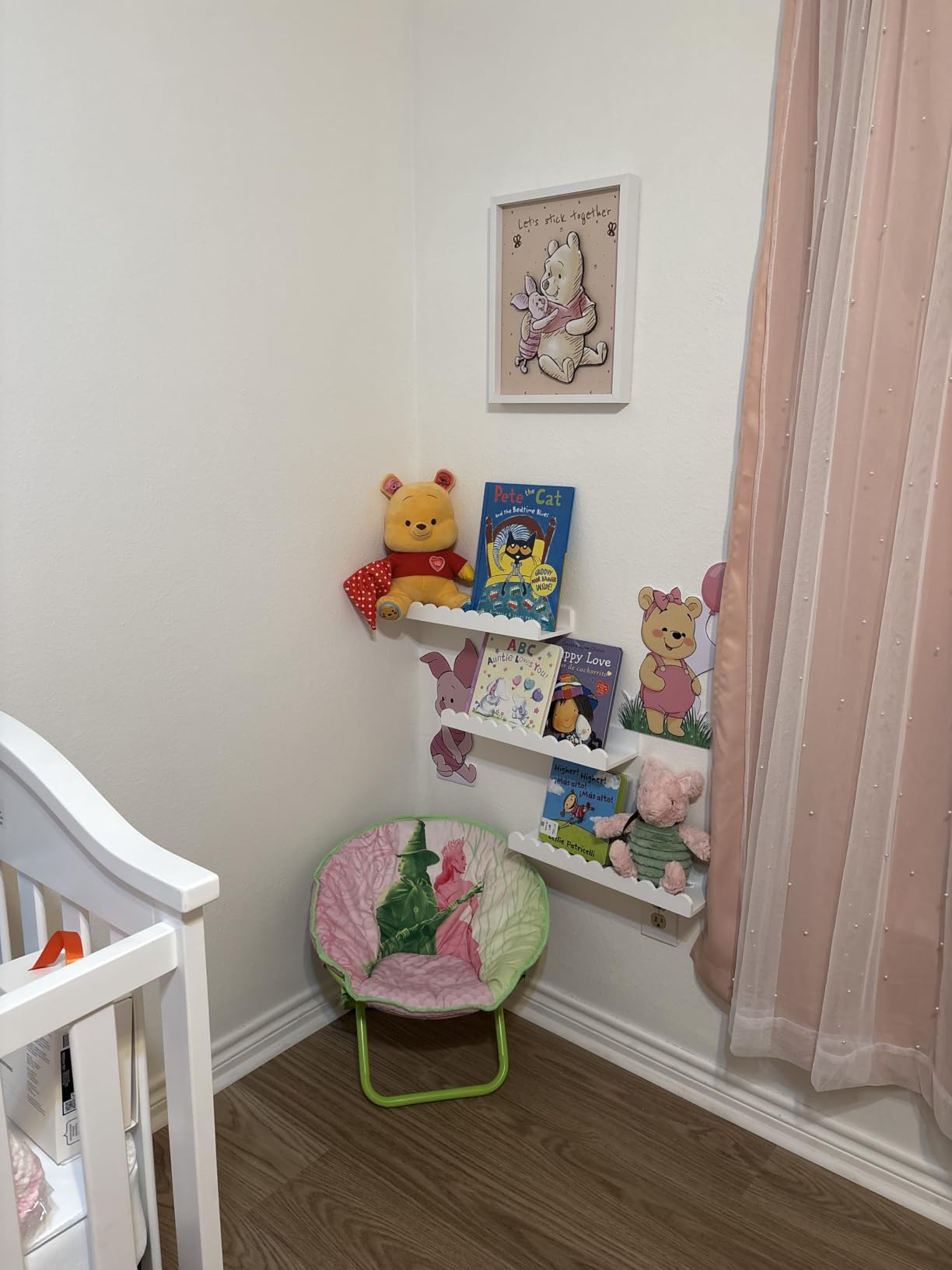 Shario Nursery Book Shelves, 4-Pack White Floating Shelves for Wall Kids, Scalloped Shelves, Wall Book Shelves for Bedroom Kids, Toddler Room, Baby Room, Nursery Decor customer photo 1