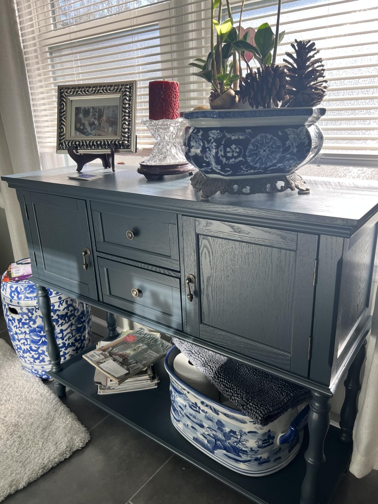 ARTPOWER Console Table with 2 Drawers, Retro Entryway Table with 2 Door customer photo 2