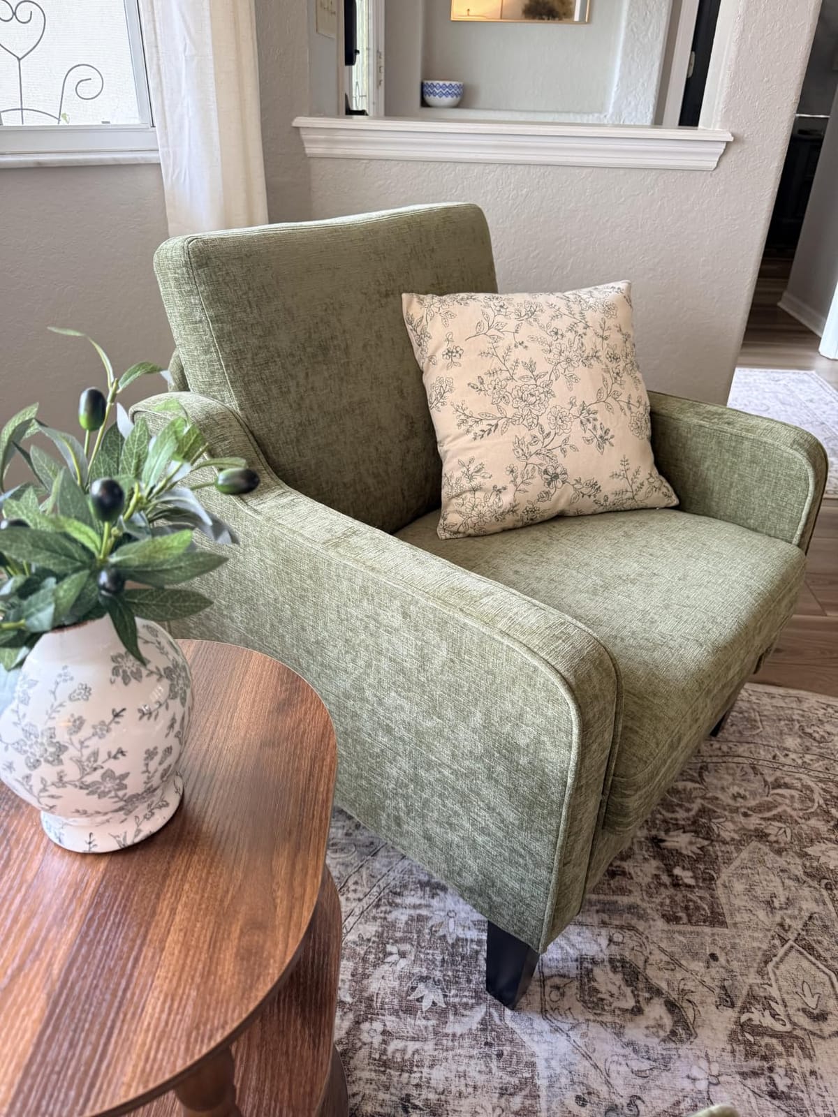 VINGLI Olive Green Accent Chair, Upholstered Armchair for Living Room customer photo 2