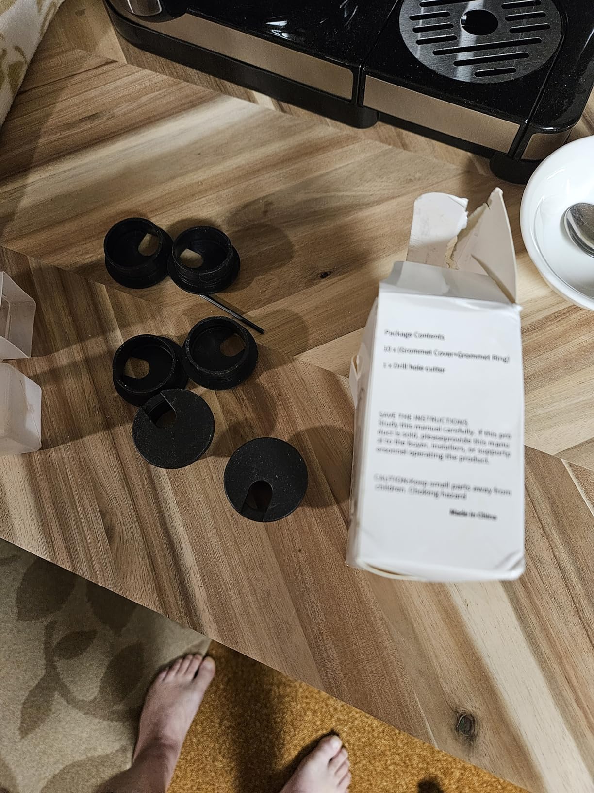 Desk Grommet & Cable Grommet 2 Inch (10 Pack) - Black Desk Hole Cover with Hole Saw - Cable Management Kit for Office, TV Stand, Workstation - Hide Wires Behind Wall, Cable Pass Through (50mm) customer photo 2