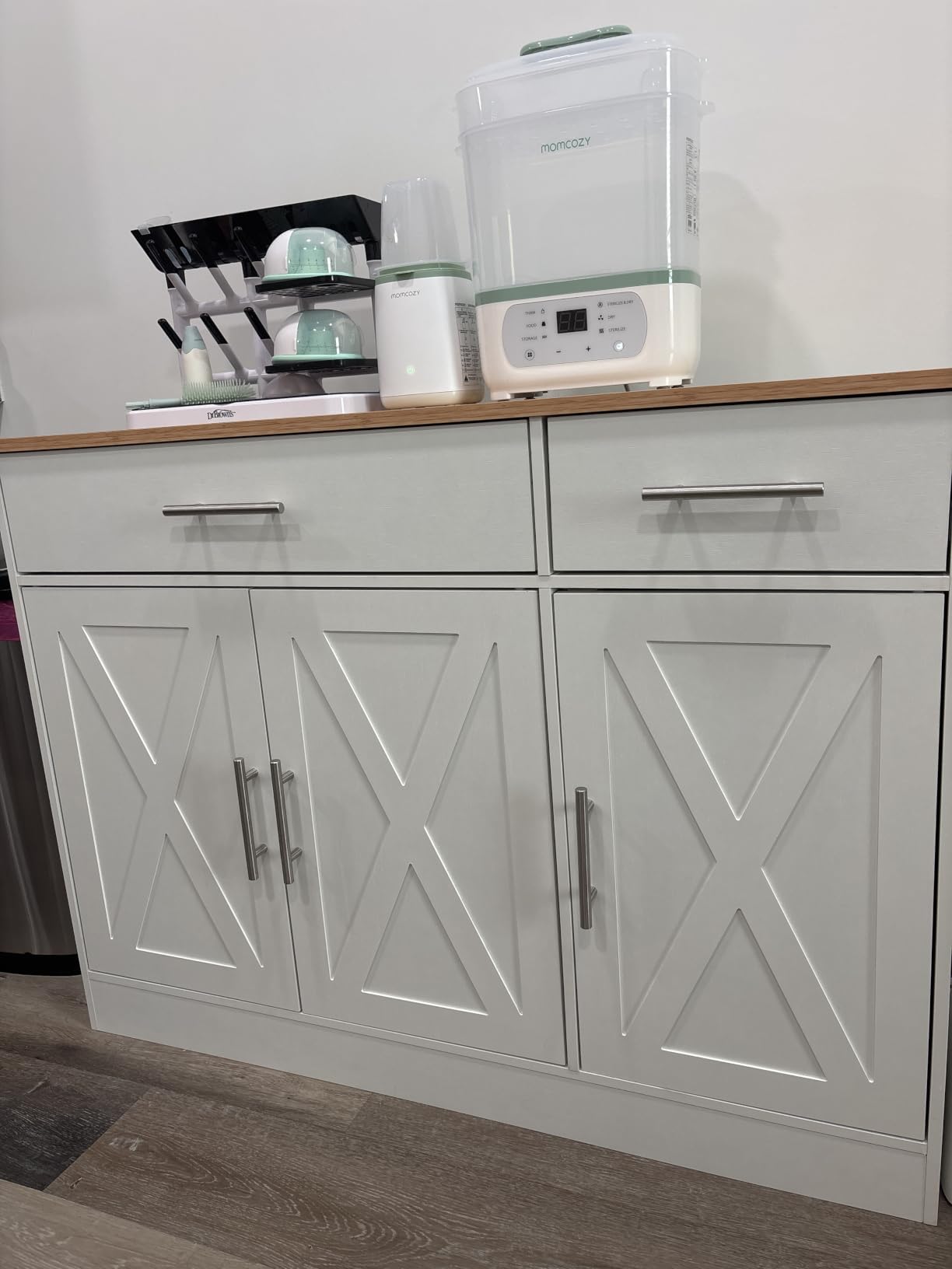 Shintenchi Modern Farmhouse Sideboard Buffet Cabinet with Storage with 3 Doors,42
