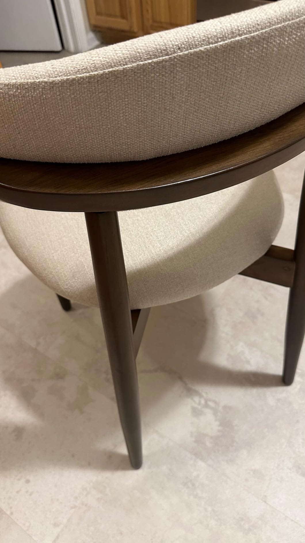 COLAMY Wooden Dining Chairs Set of 4, Modern Fabric Upholstered Kitchen Side Chairs, Farmhouse Dining Room Chair with Foot Pegs, Beige customer photo 1